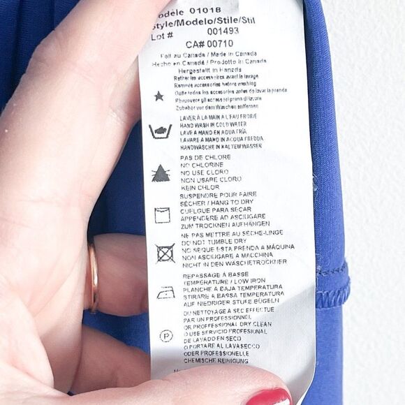 Joseph Ribkoff Dress V-Neck Crossover Royal Blue Pleated Womens 10 Short Sleeve - Picture 6 of 9